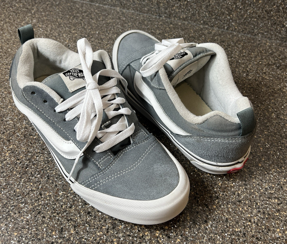 Vans Knu Skool Mens Sz 10 Grey/Blue Suede/Canvas Chunky Skate Shoe Padded Tongue